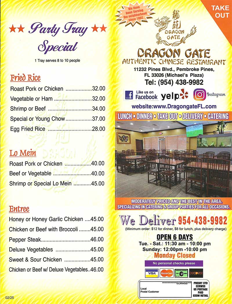 Take Out menu 1