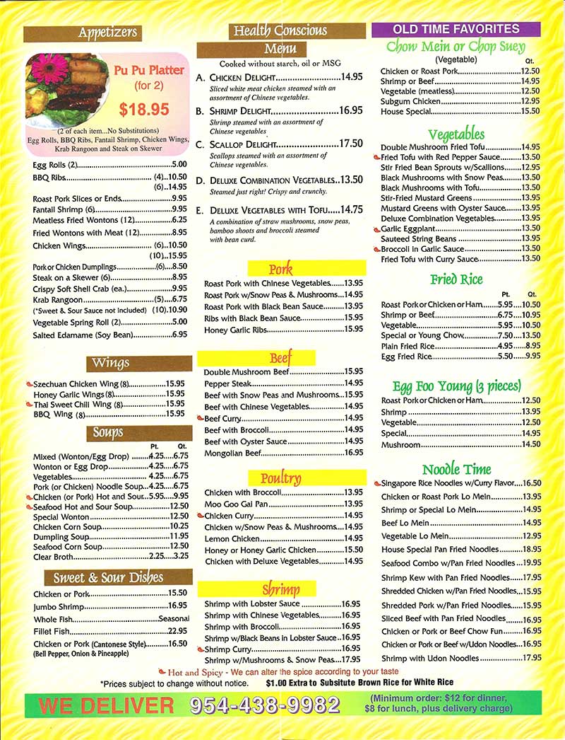 Take out menu 3