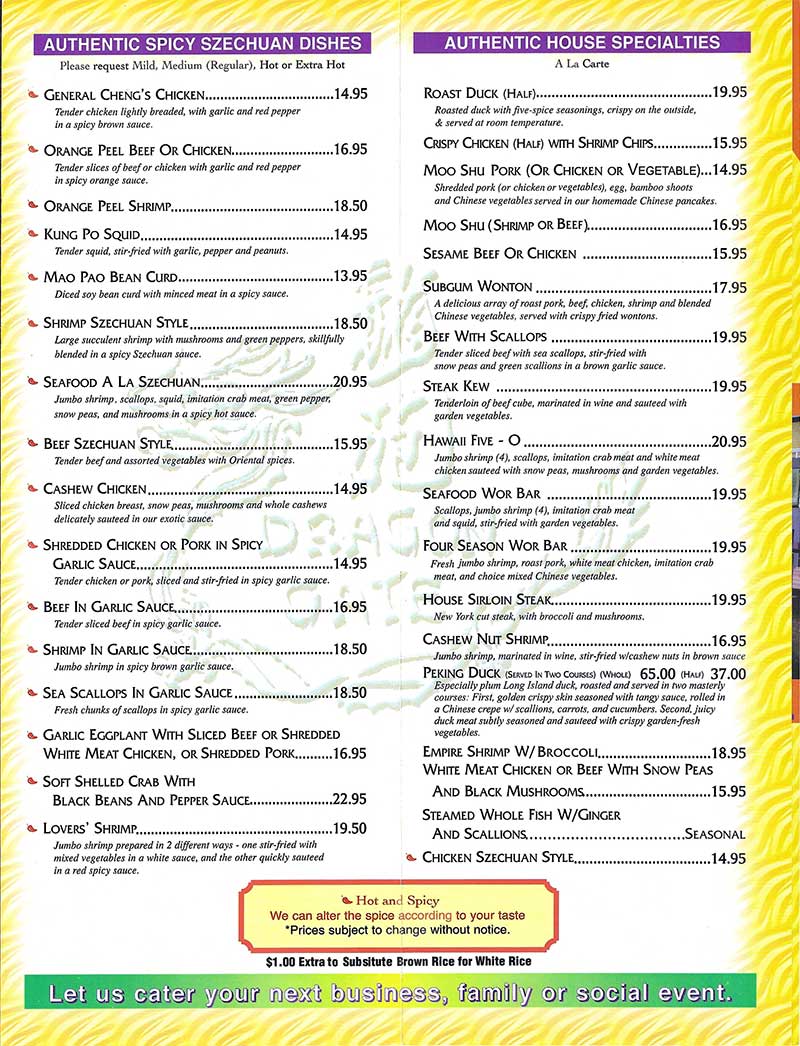 Take out menu 4